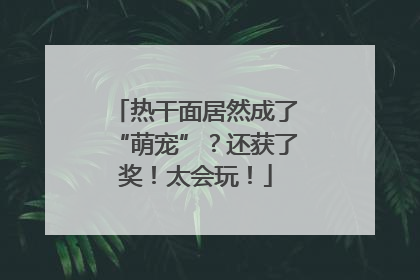 热干面居然成了“萌宠”？还获了奖！太会玩！