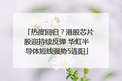 热度回归？港股芯片股迎持续反弹 华虹半导体短线强势5连阳