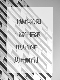 焦作沁阳：端午情浓 电力守护艾叶飘香