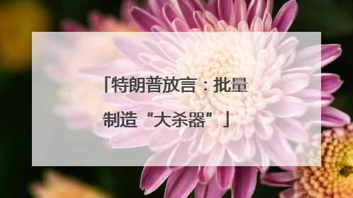 特朗普放言：批量制造“大杀器”