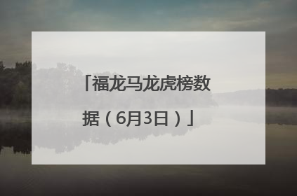 福龙马龙虎榜数据（6月3日）
