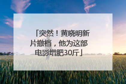 突然！黄晓明新片撤档，他为这部电影增肥30斤