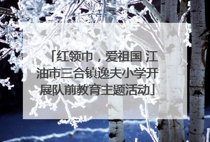 红领巾，爱祖国 江油市三合镇逸夫小学开展队前教育主题活动