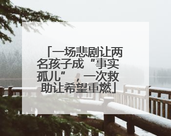 一场悲剧让两名孩子成“事实孤儿”，一次救助让希望重燃