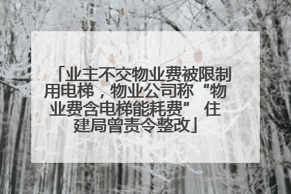 业主不交物业费被限制用电梯，物业公司称“物业费含电梯能耗费” 住建局曾责令整改
