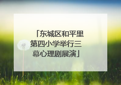 东城区和平里第四小学举行三幕心理剧展演