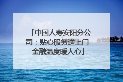 中国人寿安阳分公司：贴心服务送上门 金融温度暖人心