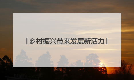 乡村振兴带来发展新活力