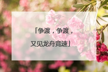 争渡，争渡，又见龙舟竞速