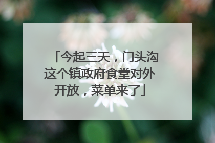 今起三天，门头沟这个镇政府食堂对外开放，菜单来了
