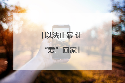 以法止暴 让“爱”回家