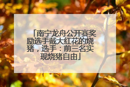 南宁龙舟公开赛奖励选手戴大红花的烧猪，选手：前三名实现烧猪自由