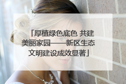 厚植绿色底色 共建美丽家园——新区生态文明建设成效显著