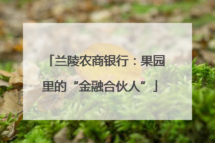 兰陵农商银行：果园里的“金融合伙人”