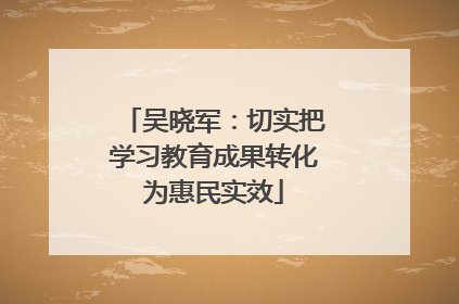 吴晓军：切实把学习教育成果转化为惠民实效