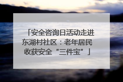 安全咨询日活动走进东湖村社区：老年居民收获安全“三件宝”