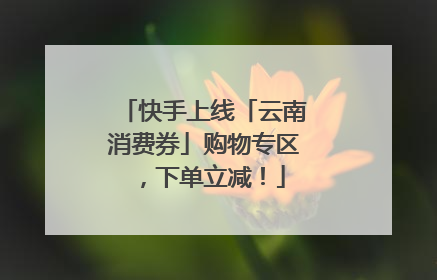 快手上线「云南消费券」购物专区，下单立减！