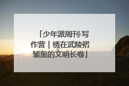 少年派周刊·写作营｜绣在武陵褶皱里的文明长卷