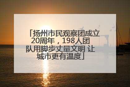 扬州市民观察团成立20周年，198人团队用脚步丈量文明 让城市更有温度