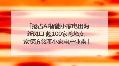 抢占AI智能小家电出海新风口 超100家跨境卖家探访慈溪小家电产业带