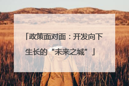 政策面对面：开发向下生长的“未来之城”