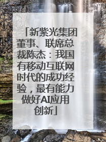 新紫光集团董事、联席总裁陈杰：我国有移动互联网时代的成功经验，最有能力做好AI应用创新