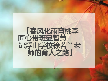 春风化雨育桃李 匠心带班显智慧——记浮山学校徐若兰老师的育人之路
