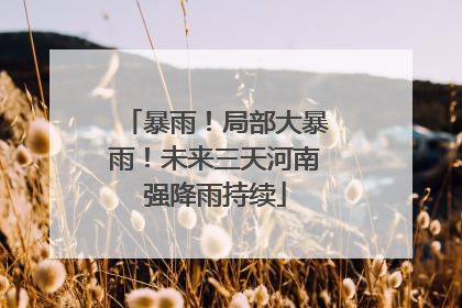 暴雨！局部大暴雨！未来三天河南强降雨持续
