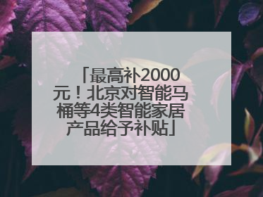 最高补2000元！北京对智能马桶等4类智能家居产品给予补贴