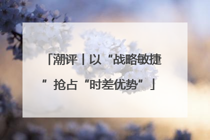 潮评丨以“战略敏捷”抢占“时差优势”