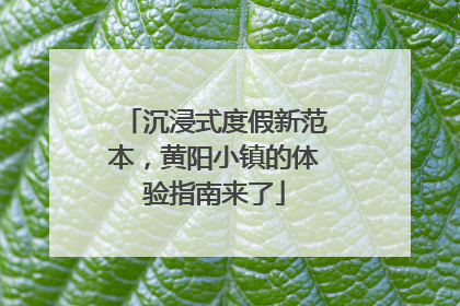 沉浸式度假新范本，黄阳小镇的体验指南来了