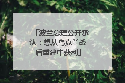 波兰总理公开承认：想从乌克兰战后重建中获利