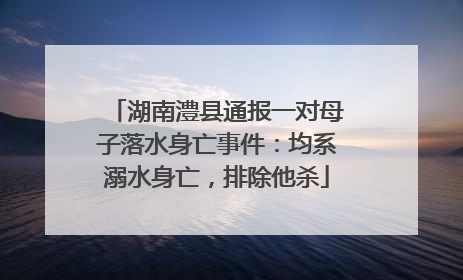 湖南澧县通报一对母子落水身亡事件：均系溺水身亡，排除他杀