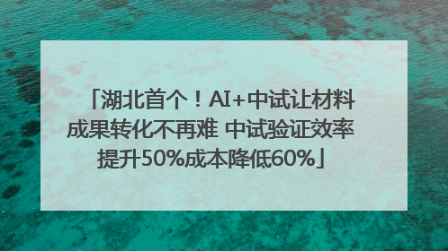 湖北首个！AI+中试让材料成果转化不再难 中试验证效率提升50%成本降低60%