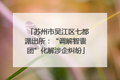 苏州市吴江区七都派出所：“调解智囊团”化解涉企纠纷