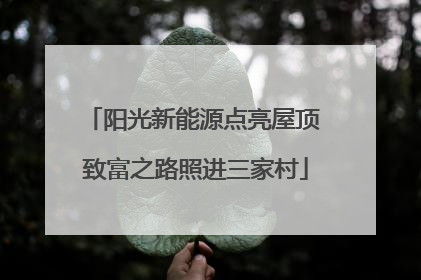 阳光新能源点亮屋顶 致富之路照进三家村