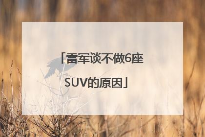 雷军谈不做6座SUV的原因