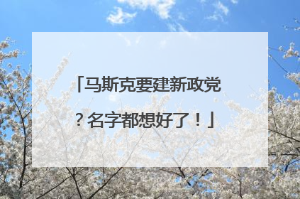 马斯克要建新政党？名字都想好了！