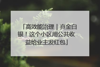 高效能治理｜真金白银！这个小区用公共收益给业主发红包
