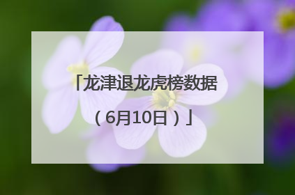 龙津退龙虎榜数据（6月10日）