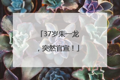 37岁朱一龙，突然官宣！