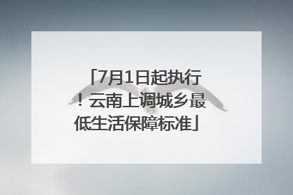7月1日起执行！云南上调城乡最低生活保障标准