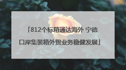 812个标箱通达海外 宁德口岸集装箱外贸业务稳健发展